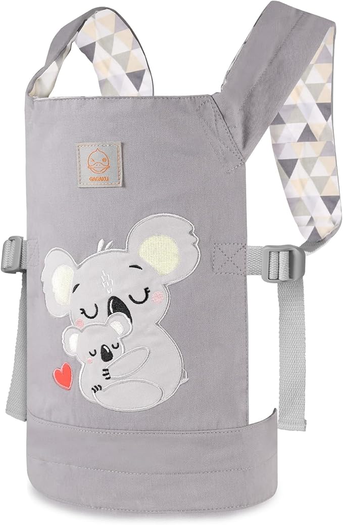GAGAKU Doll Carrier for Kids Toy Baby Carrier Reborn Doll Carrier with Adjustable Straps for Stuffed Animal American Girl Doll Bitty Baby Doll Accessories - Gray