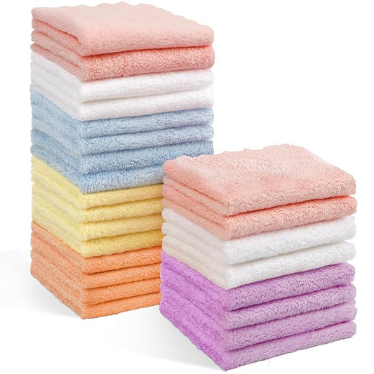 Orighty Baby Washcloths 24-Pack (7''x9''), Microfiber Coral Fleece Baby Towels