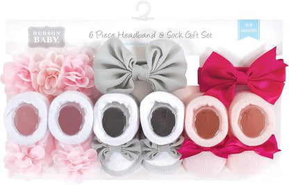 Hudson Baby Girl's Headband and Socks Giftset