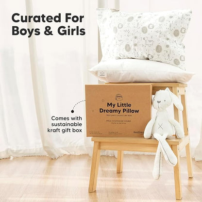 Toddler Pillow with Pillowcase - 13x18 My Little Dreamy Pillow, Organic Cotton Toddler Pillows for Sleeping, Kids Pillow, Travel Pillows, Mini Pillow, Nursery Pillow, Toddler Bed Pillow (Space Drift)