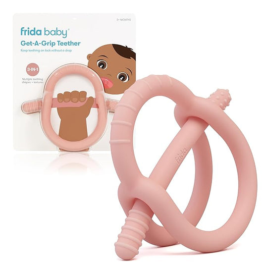Frida Baby Get-A-Grip BabyTeether for Teething Relief | 100% Food-Grade Silicone Teething Toys for Baby 0-6, 12 18 Months