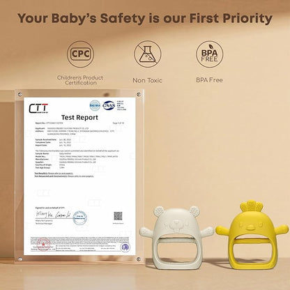 2 Packs Baby Teething Toys Silicone Teething Mittens for Infants 3 Months+, Never Drop & Easy to Hold Teethers