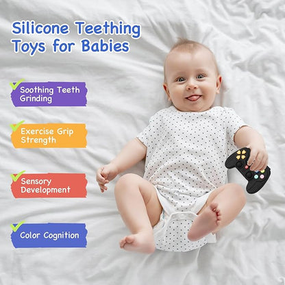 Hooku Silicone Teethers for Babies 0-6 Months, Teething Toys for Babies 6-12 Months 0-3 Months,