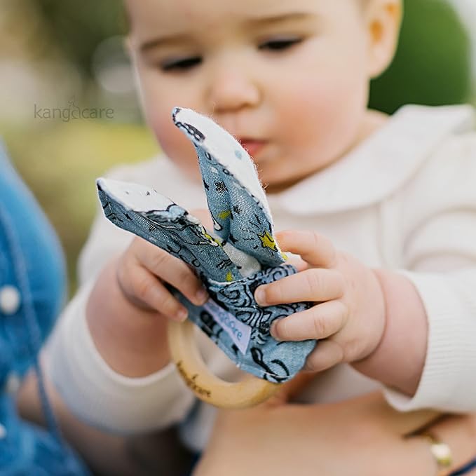 Kanga Care Baby Soft Muslin Sensory Crinkle Bunny Ear Wood