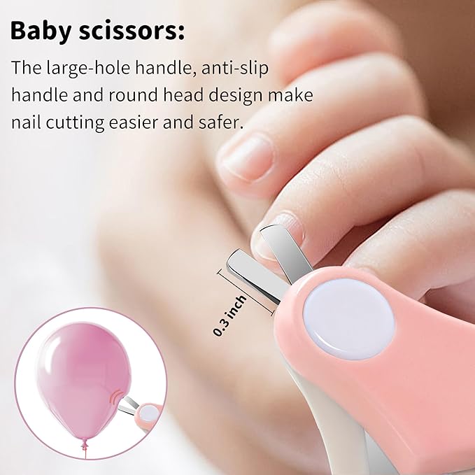 Baby Nail Clippers Kit Baby Grooming Set with Nail Clippers, Scissors, Nail File & Tweezers Baby Care Kit Fingernail Cutter for Baby,Newborn,Infant,Toddler,Kid(Pink)