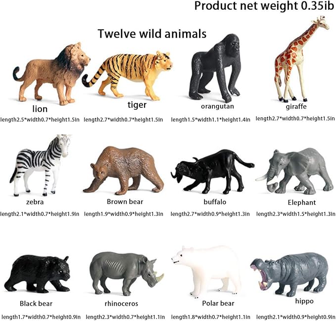 Mini Wild Animal Toys, Forest Animal Dolls (12 Pieces)