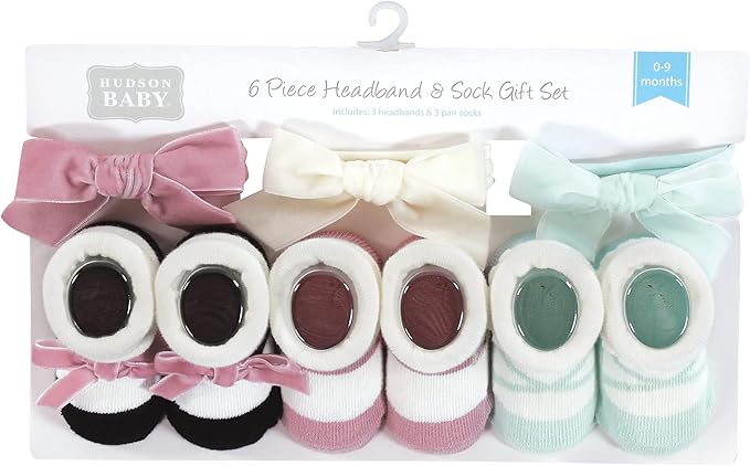 Hudson Baby Girl's Headband and Socks Giftset