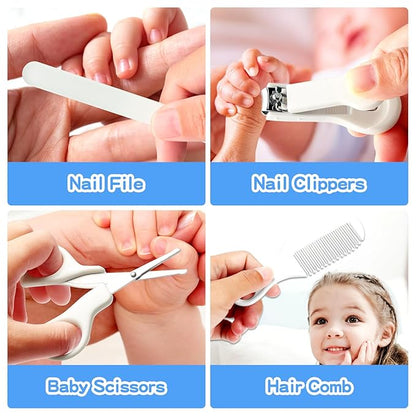 Baby Grooming Kit for Boys Girls Safety Newborn Nursery Essentials Grooming Set Gift for First-time Parents, Grey White 25 in 1