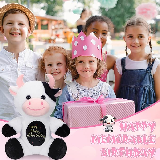 HyDren 9.8" Happy Plushy Birthday Cow Toys Cow Stuffed Animals