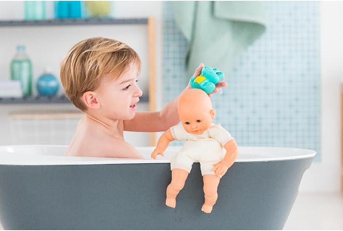 Corolle Bebe Bath Marin Baby Doll - 12" Soft-Body with Rubber Frog Toy, Safe for Water Play in Bathtub or Pool 18 Months