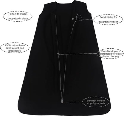 Belsden Micro-Fleece Baby Wearable Blanket 18-24M, Ultra Soft Cozy Safe Baby Sleep Bag and Sack Tog 1, Fit Infants Baby Boys Girls, Black, X-Large