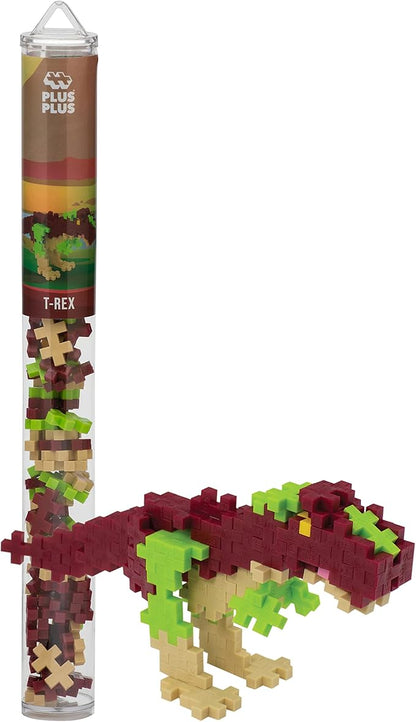 PLUS PLUS Building Block Playset Kit, Themed Figures 3D Puzzle, Fun Stem Toys for Kids, 350 Mini Interlocking Pieces - 5 Tube Bundle, Dinosaur
