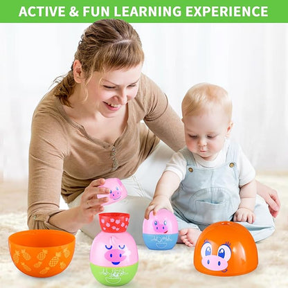 Piggy Toddler Stacking Nesting Toys for Toddlers 1-3, 8PCS Pig Eggs Matching Game STEM Preschool Learning Sensory Nesting Dolls Animals Baby Bath Toys Gift for 6 Months+