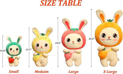Cute Fruit Bunny Doll Strawberry Rabbit Doll Soft Cushion Pillow Plush Toy Animal Doll Creative Toy for Kids, Orange