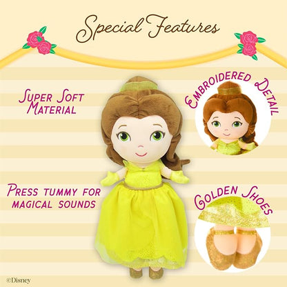 KIDS PREFERRED Disney Baby - Belle 12" Plush Doll with Musical Sounds - Beauty & The Beast Collectable Stuffed Animal for Babies, Toddlers and Kids