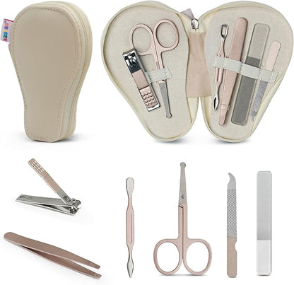 haakaa Baby Hair Brush and Comb Set & Pear-FECT Manicure Kit for Newborns & Toddlers, Natural Soft Goat Bristles and Wooden Handle, Baby Healthcare and Grooming Kit, Baby Nail Clippers, Pearl White