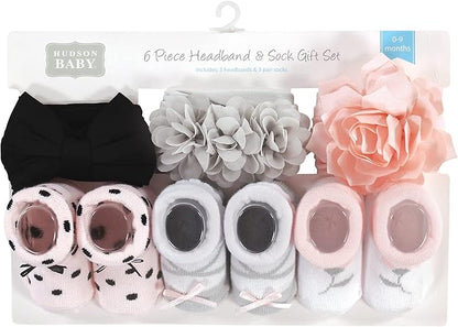 Hudson Baby Girl's Headband and Socks Giftset