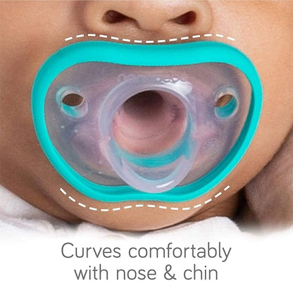 Nanobebe Baby Pacifiers 0-3 Month - Orthodontic, Curves Comfortably with Face Contour 100% Silicone 4pk,Pink/Grey
