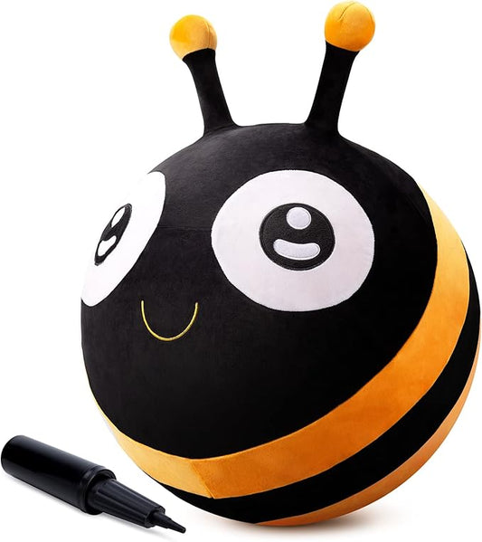 Hopper Ball - Inflatable Bee Jumping Ball- Plush Hippity Hop Toys for Kids, 18 Inch Bouncy Ball with Handle for Boys Girls Aged 3-8