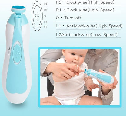 Baby Nail Trimmer Electric, Safe Baby Nail File with Light and 6 Grinding Pads for Newborn Toddler Toes and Fingernails,Baby Nail Trimmer Infant Nail File Electric (Blue)