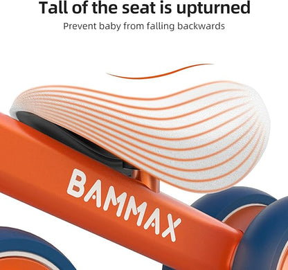 BAMMAX Baby Balance Bike for 1 Year Old Toddler, Riding Toys for 9-24 Months Boys Girls 4 Wheels