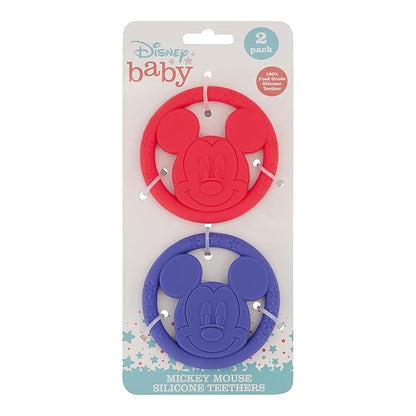 Cudlie Disney Silicone Teether Toy Set for Infants, Food Grade and BPA Free Teethers for Babies 6-12 Months 2-Pack Teether