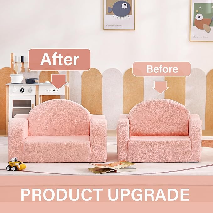Tiita Kids Sofa, 2-in-1 Kids Sofa Chair, Convertible Children Couch to Lounger, Flip Out Kids Sofa Chair, Toddler Armrest Chair Bed, Folding Kids Play Sofa for Girl or Boy, White Flower