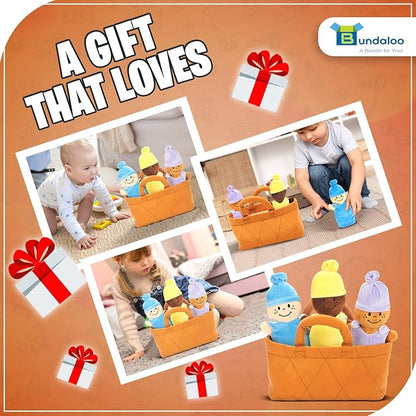 Bundaloo Basket of Babies with Realistic Giggling Sounds - Plush Baby Doll Set with Carrier 3 Multicultural