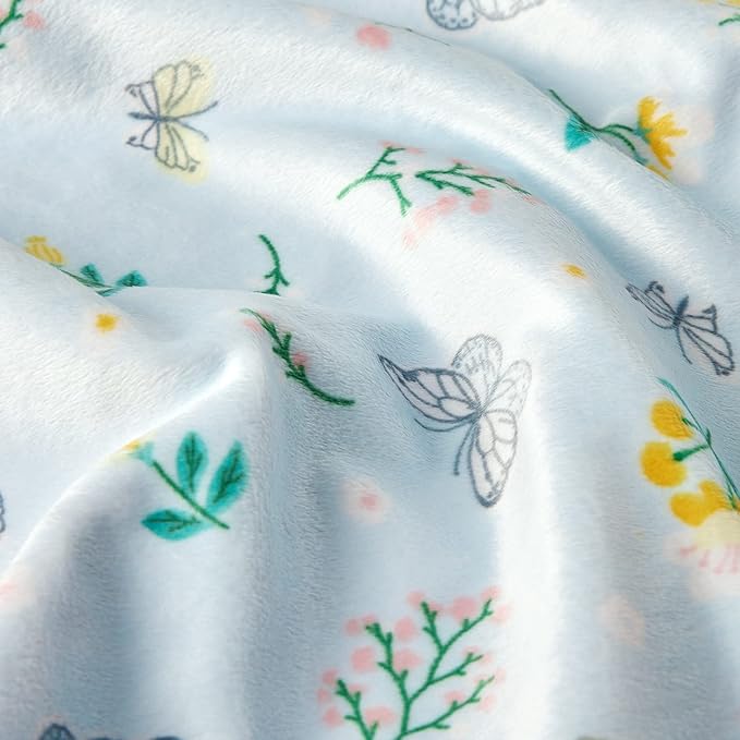 DaysU Silky Micro Soft Plush Baby Blankets for Girls with Print Floral Pattern and Soothing Raised Dots, Double Layer Bed Throws for Baby Crib 30x40 Inches