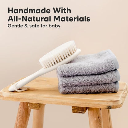 Soft Goat Bristles Brush for Infant and Toddler Scalp Grooming - Cradle Cap Brush, Perfect for Newborns