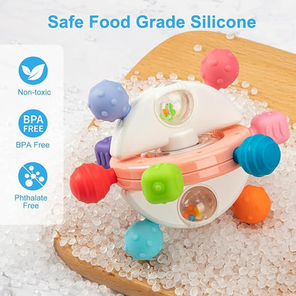 Baby Sensory Teething Toys, Montessori Baby Toys Teether 0-12 Months, 0-6 6-12 12-18 Months