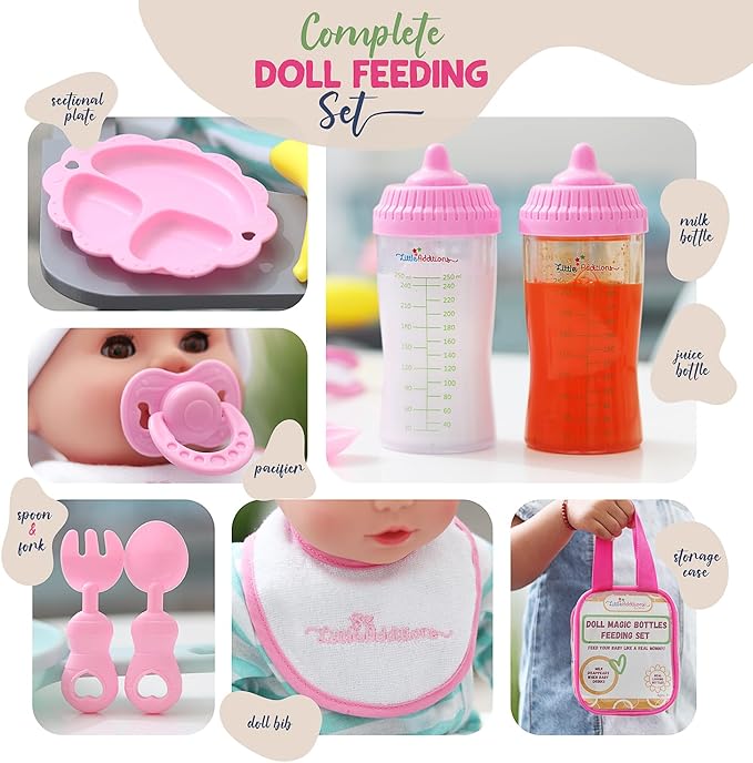 Baby Doll Accessories Set, Magic Bottles Baby Doll Set 7 Piece