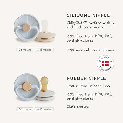 FRIGG Little Viking Natural Rubber Baby Pacifier 2-Pack | Made in Denmark 0-6 Months)