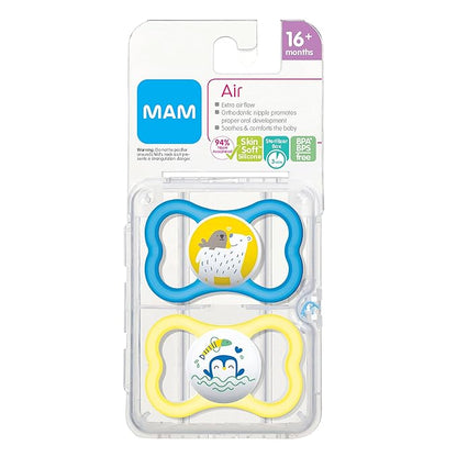 MAM Air Baby Pacifier, For Sensitive Skin 2 Pack, 16+ Months,