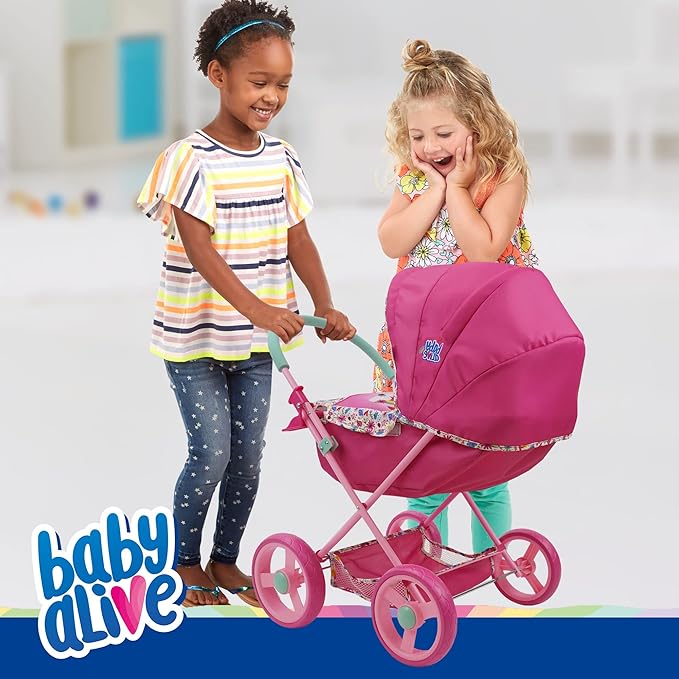 Baby Alive: Deluxe Classic Doll Pram - Pink & Rainbow 18", Large 3+