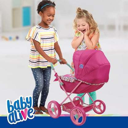 Baby Alive: Deluxe Classic Doll Pram - Pink & Rainbow 18", Large 3+