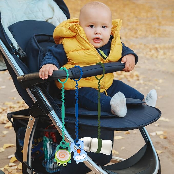 Toy Safety Straps, Pacifier Holder Clip with Self-Adjusting Bayonet