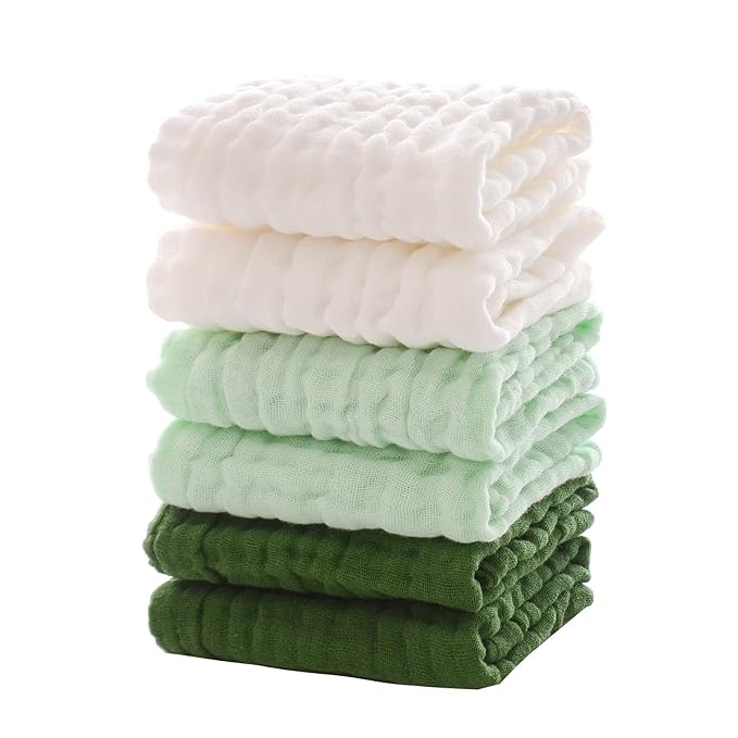 MUKIN Baby Washcloths - Soft Face Cloths for Newborn, Absorbent Bath Face Towels 6-12x12 inches