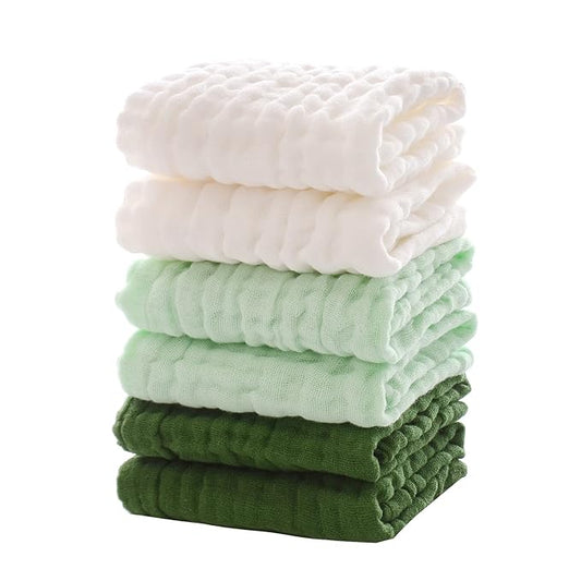 MUKIN Baby Washcloths - Soft Face Cloths for Newborn, Absorbent Bath Face Towels 6-12x12 inches