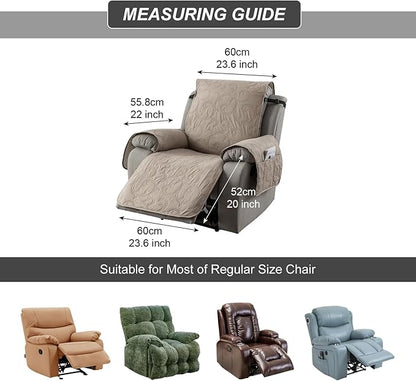 100% Waterproof Recliner Chair Cover, Recliner Chair Covers for Reclining Chair, Non-Slip Fabric Recliner Couch Cover for Living Room, for Pets Kids Protector, Washable