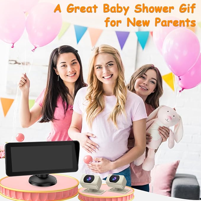 Yakry 2-Kids Baby Car Camera for Seat: 6.9 Inch Split-Screen Display with 2 Cameras Rear Facing - HD 1080P, IR Night Vision, Easy to Install Backseat Camera with 150°Wide Angle White