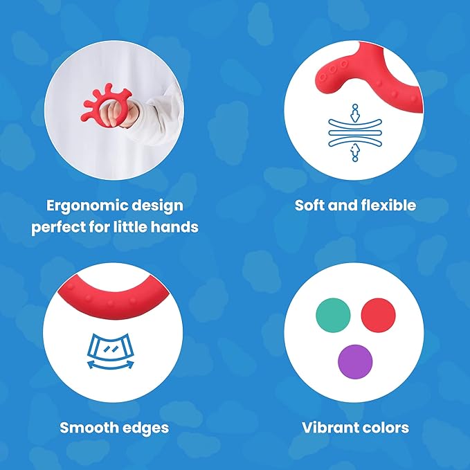 Silicone Baby Finger Teether Toy - Handheld Teething Relief Toy for Babies, Toddlers