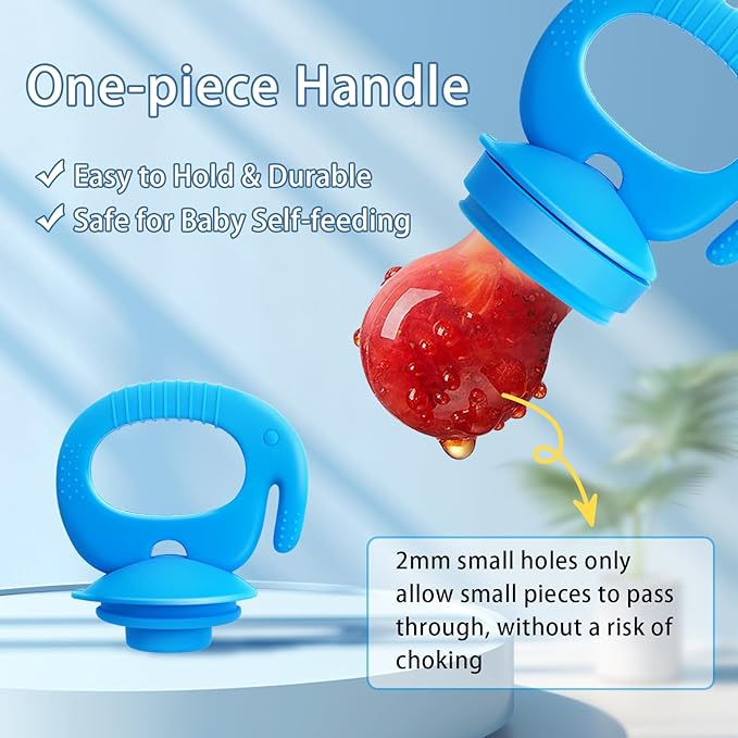 Silicone Baby Food Teether Feeder with Breastmilk Popsicle Molds Combo, BPA Free Baby Fruit Food Feeder Pacifier 4m+, 3