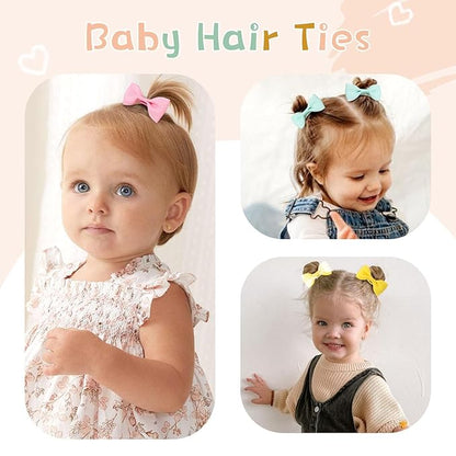 40PCS 2 Inches Baby Hair Ties, OAOLEER Toddler Hair Ties with Bows 2 Inch)