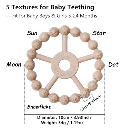 3 Pack Ring Teether, Silicone Teething Ring Toys for Babies 0-6 Months 6-12 Months 12-24 Months,