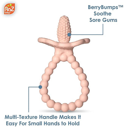 RaZbaby Silicone Baby Teether, BerryBumps Textured Silicone Soothes Babies??Sore Gums