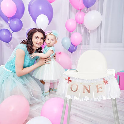Rose Gold Blush White Highchair Banner, 1st Birthday High Chair Banner