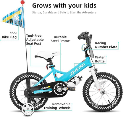 JOYSTAR Little Daisy Kids Bike for Girls Boys Ages 2-7 Years, 12 14 16 Inch Girls Bikes with Doll Bike Seat & Streamers