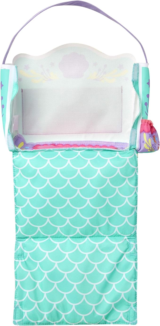 My Disney Nursery Baby Doll Accessories, Ariel Transforming 2-in-1 Diaper Bag & Changing Pad for Dolls Inspired by Disney The Little Mermaid! Pretend Wipes Toy Container