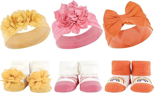 Hudson Baby Girl's Headband and Socks Giftset